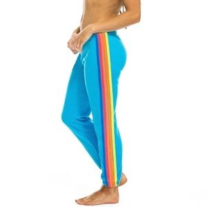 Aviator Nation 5-stripe sweatpants size L in neon blue